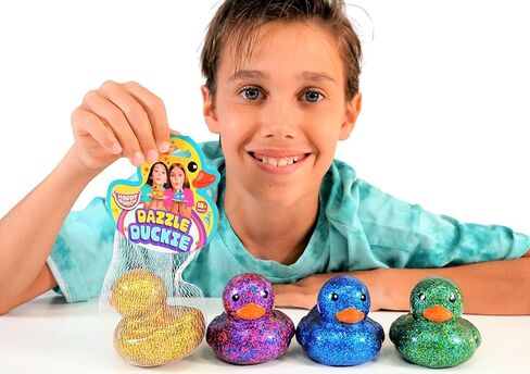 Glitter Rubber Ducks Metallic Colors 3" (1 Unit Assorted) Rubber Duckies Fidget Toy for Kids, Sensory Play, Stress Relief, Stocking Stuffers, Supplies Pinata Filler in Bulk. Plus Sticker. 4343-1 in Saudi Arabia