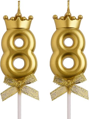 AOOLADA 88th Birthday Candles, Gold 88 Year Old Number Birthday Candles, Happy Birthday Cake Topper Gifts Party Decorations for Men Women in Saudi Arabia