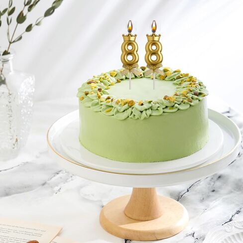 AOOLADA 88th Birthday Candles, Gold 88 Year Old Number Birthday Candles, Happy Birthday Cake Topper Gifts Party Decorations for Men Women in Saudi Arabia