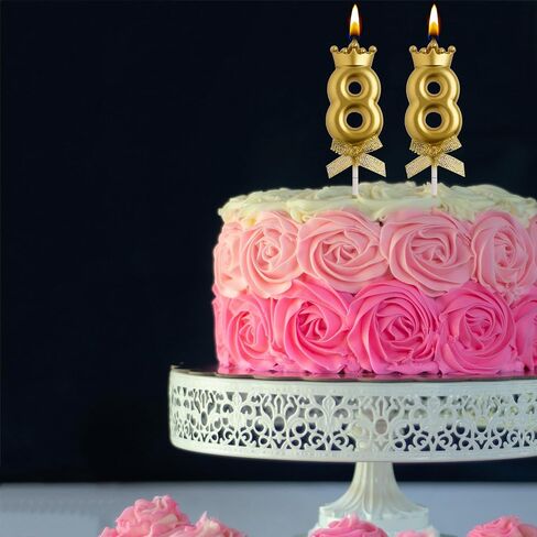 AOOLADA 88th Birthday Candles, Gold 88 Year Old Number Birthday Candles, Happy Birthday Cake Topper Gifts Party Decorations for Men Women in Saudi Arabia