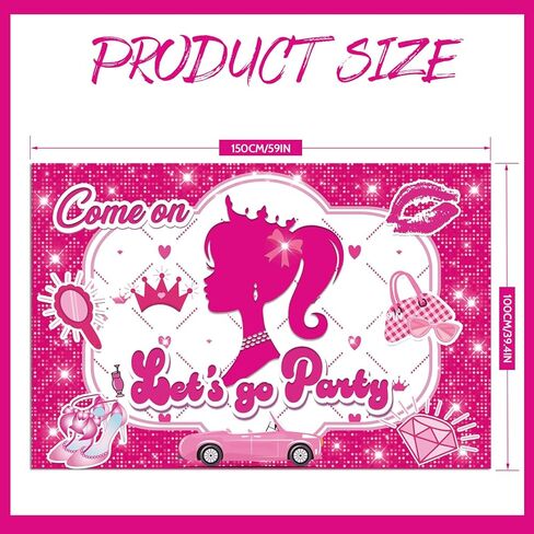 Pink Party Decoration Hot Pink Backdrop Let's Go Bachelorette Party Decoration Princess Doll Theme Photo Booth Props for Girls Birthday Bridal Shower Pink Party Supplies 5x3.2 ft in Kuwait