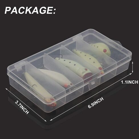 Glow Fishing Lure Bait Kit - 5pcs Luminous Fishing Bait VIB Popper Crank Minnow Pencil Artificial Lures with Tackle Box for Bass Saltwater Freshwater in Saudi Arabia