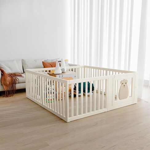 BanaSuper Baby Playpen 63 بوصة × 63 بوصة 8 لوحات لعب للأطفال مركز نشاط للأطفال مع بوابة سياج أمان للأطفال الصغار في المنزل ساحة لعب داخلية للأطفال الأولاد والبنات هدية عيد الميلاد in Kuwait