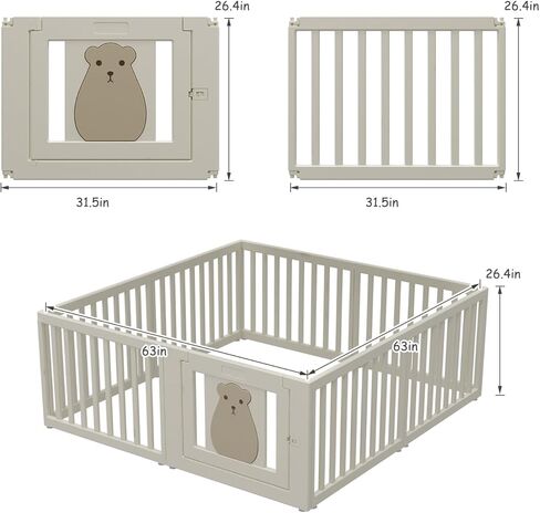 BanaSuper Baby Playpen 63 بوصة × 63 بوصة 8 لوحات لعب للأطفال مركز نشاط للأطفال مع بوابة سياج أمان للأطفال الصغار في المنزل ساحة لعب داخلية للأطفال الأولاد والبنات هدية عيد الميلاد in Kuwait
