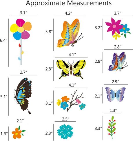 PARLAIM 18 PCS Butterfly Window Clings with 12 PCS Flowers Window Clings Decals Anti-Collision Window Stickers to Deterrent Decal & Glass Decor to Alert Birds in Saudi Arabia