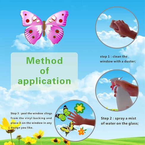 PARLAIM 18 PCS Butterfly Window Clings with 12 PCS Flowers Window Clings Decals Anti-Collision Window Stickers to Deterrent Decal & Glass Decor to Alert Birds in Saudi Arabia