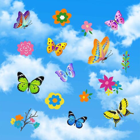 PARLAIM 18 PCS Butterfly Window Clings with 12 PCS Flowers Window Clings Decals Anti-Collision Window Stickers to Deterrent Decal & Glass Decor to Alert Birds in Saudi Arabia