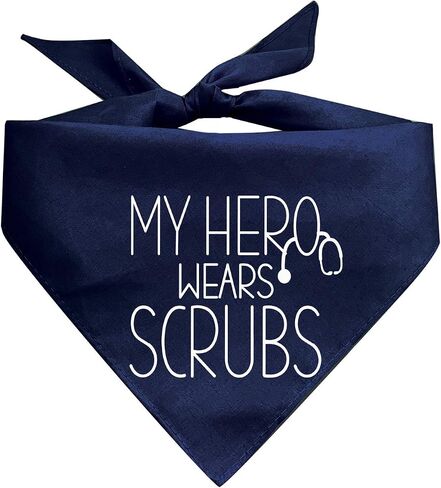 My Hero Wears Scrubs Triangle Dog Bandana (Navy Os, 386) in Saudi Arabia