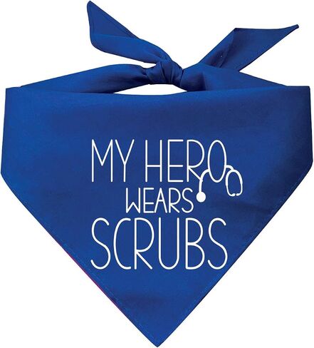 My Hero Wears Scrubs Triangle Dog Bandana (Navy Os, 386) in Saudi Arabia