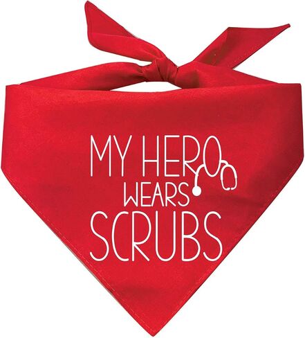 My Hero Wears Scrubs Triangle Dog Bandana (Navy Os, 386) in Saudi Arabia