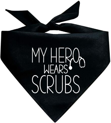 My Hero Wears Scrubs Triangle Dog Bandana (Navy Os, 386) in Saudi Arabia