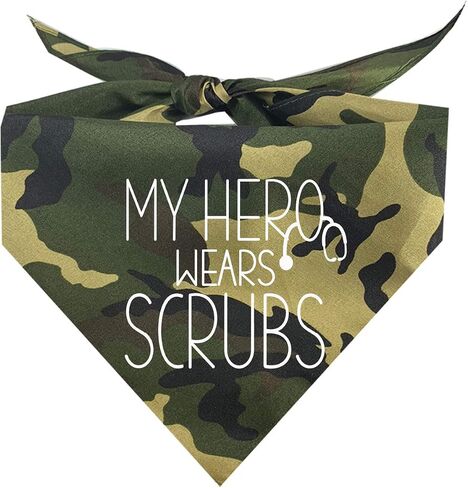 My Hero Wears Scrubs Triangle Dog Bandana (Navy Os, 386) in Saudi Arabia