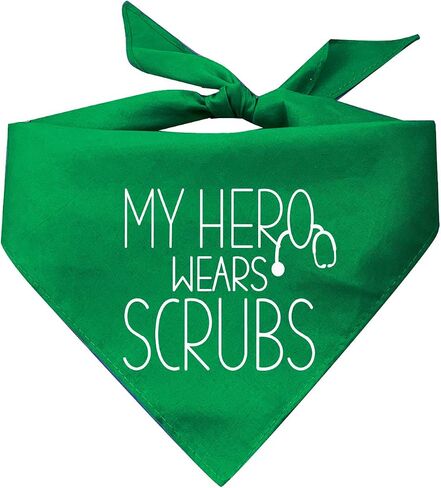 My Hero Wears Scrubs Triangle Dog Bandana (Navy Os, 386) in Saudi Arabia