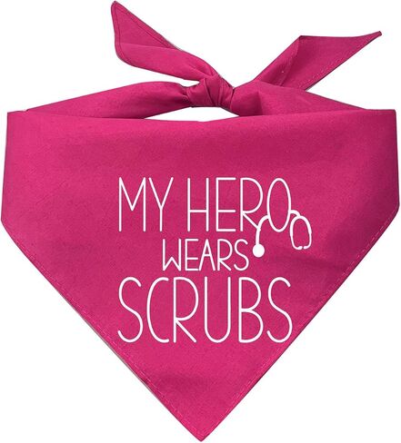 My Hero Wears Scrubs Triangle Dog Bandana (Navy Os, 386) in Saudi Arabia