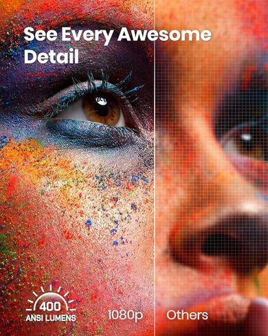 جهاز عرض NEBULA من Anker Solar المحمول بدقة 1080 بكسل، جهاز عرض ذكي عالي الدقة مع WIFI وبلوتوث، 400 لومن ANSI، دعم 4K، تركيز تلقائي، تصحيح الانحراف، حامل مدمج، وقت تشغيل لمدة 3 ساعات in Kuwait