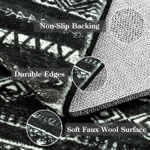 Lahome 8x10 Living Room Rugs, Washable Rug Soft Bedroom Neutral Large Area Rug with Geometric, Moroccan Soft Rug Non Slip Non-Shedding Low Pile Carpet for Dining Room Office, Black/White in Saudi Arabia