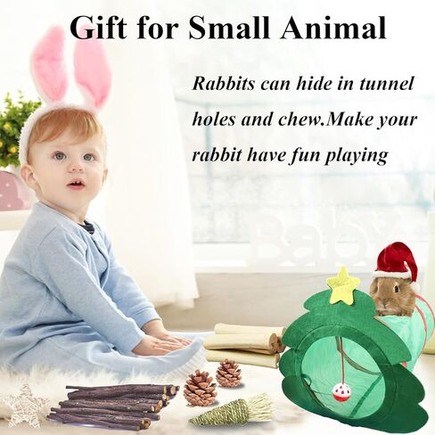 Grddaef Rabbit Toys, Bunny Hideout Tunnel and Tubes Guinea Pig Chew Toys for Hamster Chinchilla Ferret Rat in Kuwait
