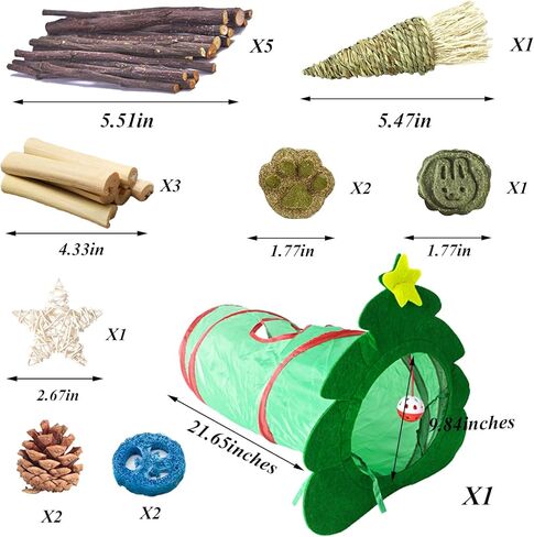 Grddaef Rabbit Toys, Bunny Hideout Tunnel and Tubes Guinea Pig Chew Toys for Hamster Chinchilla Ferret Rat in Kuwait