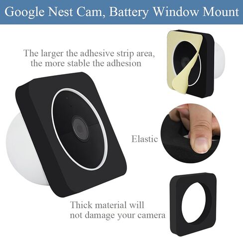 OYOCAM 2Pack Window Mount متوافق مع Google Nest Cam في الهواء الطلق أو في الداخل، بطارية - الجيل الثاني، حامل حائط زجاجي للكاميرا للنوافذ/الأبواب الزجاجية خارج مراقبة الأمان in Kuwait