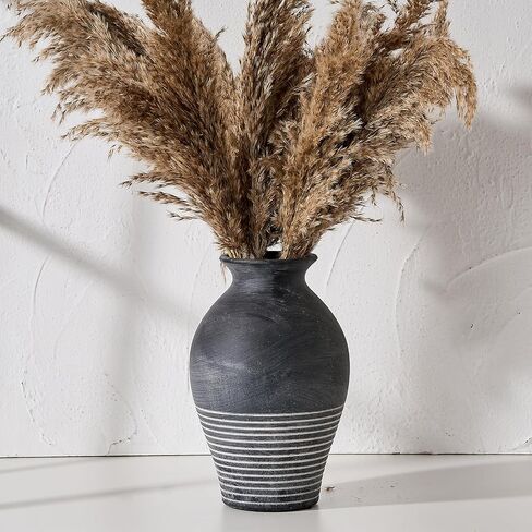 LUKA 9.2 inch Terracotta Vase, Ceramic Rustic Farmhouse Vase,Housewarming/Christmas Decoration Vases for Home Decor, Table, Living Room, Shelf,Mantel Decoration（White） in Kuwait