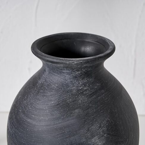 LUKA 9.2 inch Terracotta Vase, Ceramic Rustic Farmhouse Vase,Housewarming/Christmas Decoration Vases for Home Decor, Table, Living Room, Shelf,Mantel Decoration（White） in Kuwait