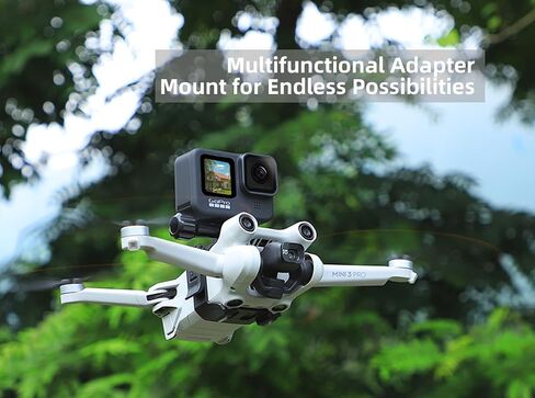 Anbee Mini 3 Pro Drone Carry Bracket لكاميرا الحركة/مصباح طيران LED، مع محول حامل ثلاثي القوائم ومحول برغي 1/4 متوافق مع DJI Mini 3 Pro RC Quadcopter in Kuwait