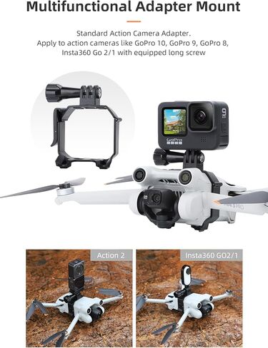 Anbee Mini 3 Pro Drone Carry Bracket لكاميرا الحركة/مصباح طيران LED، مع محول حامل ثلاثي القوائم ومحول برغي 1/4 متوافق مع DJI Mini 3 Pro RC Quadcopter in Kuwait
