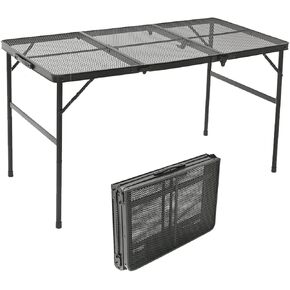 MIGOSEN Camping Table，Folding Grill Table with Mesh Desktop,Adjustable Height Collapsible Table for Picnic,Camping,BBQ(23.6" D x47.2 W x 26" H) in Saudi Arabia