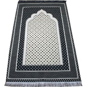 Modefa Turkish Islamic Prayer Mat Janamaz Sajjadah | Thin Woven Cotton Praying Rug Ramadan Eid Gift | Traditional Muslim Sejada for Men Women - Hira Diamond (Black) in Kuwait