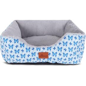 IEUUMLER Dog Beds for Medium Small Dogs, Cuddler Soft Dog Sofa Bed, Calming Rectangle Sleeping Beds for Indoor Cat & Puppy with Anti-Slip Bottom EU006 (Blue Butterfly, M) in Kuwait