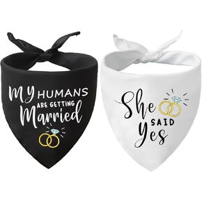 MiCa Direct My Humans are Getting Married She Said Yes Dog Bandana - Wedding Engagement Photos - Pet Scarf Accessories - Pet Accessories for Dog Lovers - 2 PCS in Kuwait