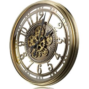 21 inch Large Wall Clock with Real Moving Gears, Battery Operated Modern Decorative Wall Clock, Oversize Industrial Steampunk Wall Clock for Living Room Decor（Vintage Black Bronze Arabic） in Saudi Arabia