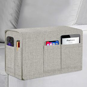 أغطية مسند الذراع من الكتان لغرفة المعيشة مضادة للانزلاق وواقي ذراع للأريكة للكلاب والقطط والحيوانات الأليفة وغطاء كرسي للكرسي مع 4 جيوب للتحكم عن بعد للتلفزيون والهاتف، مجموعة من قطعة واحدة، لون أسود in Kuwait