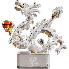 Crystal Dragon Loong Realistic Animal Art Figurine Collection Table top Ornament Statue Home Decor (Gold) in Kuwait