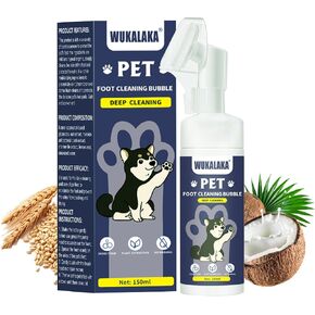 WUKALAKA Dog Paw Cleaner | No-Rinse Foaming Cleanser | Pet Grooming Brush for Dog feet Cleaner | Gentle, All Natural Pet Paw Cleaner Quickly Cleans | 1PCS Bottle with Silicone Bristle Brush in Saudi Arabia