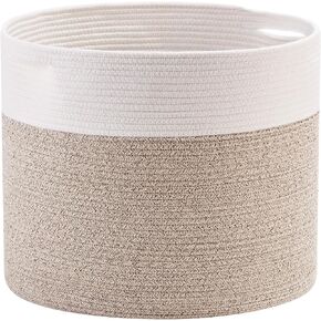 مينتوود ديزاين سلة كبيرة من الحبال القطنية المزخرفة مقاس 17 × 15 انش، سلة بطانية لغرفة المعيشة، سلة غسيل منسوجة، سلة تخزين الالعاب، سلة دائرية كبيرة للوسائد والاغطية والمناشف in Kuwait