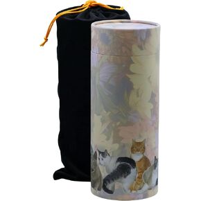 Casket Depot Memorial Collection Scattering Tube, Biodegradable Urn for Scattering Ashes, Eco Urn: Cats (Mini Memento Size Holds 35 Cubic Inches)