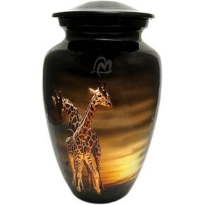 Love Memorials Cremation Urn - Loving Giraffe Pair Black Adult Urn Best Urn for Human Ashes in Kuwait