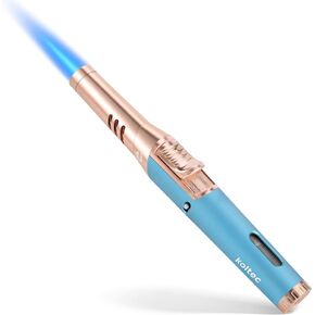 ولاعة شعلة KOLTEC، ولاعة بوتان قابلة للتدوير وقابلة لإعادة الملء ولهب نفاث قابل لإعادة الملء مع قفل نار ونافذة غاز مرئية مقاومة للرياح للشواء والشواء والتخييم (البوتان غير متضمن) (أزرق) in Kuwait