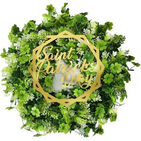 ElodieAu St. Patrick's Day Shamrock Wreaths, Irish Green Clover Wreath for Front Door Decorations, Hanging Decor for Home Party Office Farmhouse in Kuwait