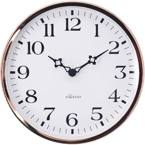 ساعة حائط للمكتب 6 انش من اوكاسا باطار معدني ذهبي وردي تعمل بالبطارية بلون ابيض سهلة القراءة صامتة وبدون صوت للمنزل وغرفة النوم والمكتب والمطبخ 736M-RG01 in Kuwait