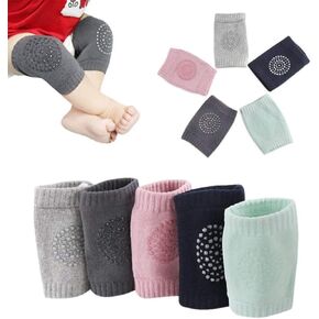 Xemz Baby Toddler Knee Pads, Baby Crawling Anti-Slip Knee Pads, Breathable Comfortable Cotton Infant Knee Pads Anti-fall Safety Protector Socks Leg Warmer Socks for Babies Boys and Girls, 5 Pairs, in Saudi Arabia