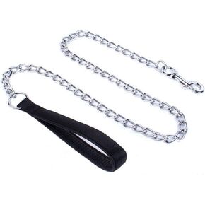 بيتيري زمام سلسلة معدني للكلاب مطلي بالكروم مع مقبض مبطن ناعم للكلاب الكبيرة/ اسود in Kuwait