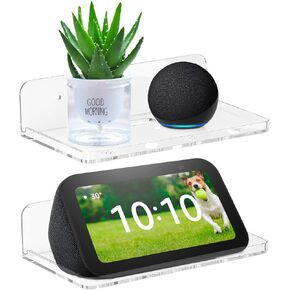 Wall Mount Floating Shelves for 2 Pcs Security Camera Mini Speaker Other Small Items in Bedroom Bathroom Kitchen Living Room Clear Mini Shelf Flexible Use for Wall Space in Kuwait