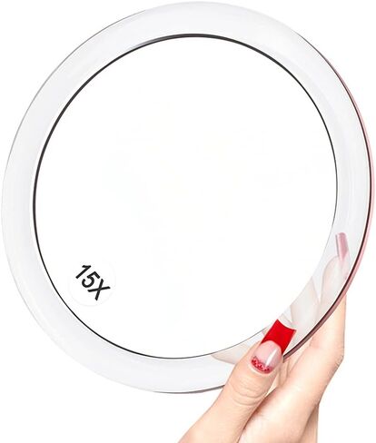 YoHumk 15X Mirror Enlarger - Used for makeup application - Tweezers - and blackhead/spot removal - 15cm round mirror with three suction cups for easy assembly in Kuwait
