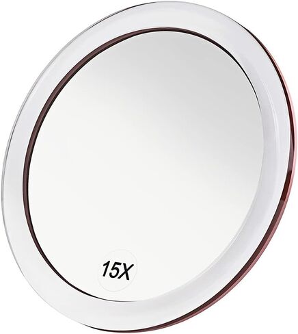 YoHumk 15X Mirror Enlarger - Used for makeup application - Tweezers - and blackhead/spot removal - 15cm round mirror with three suction cups for easy assembly in Kuwait