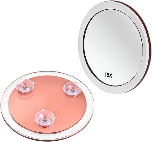 YoHumk 15X Mirror Enlarger - Used for makeup application - Tweezers - and blackhead/spot removal - 15cm round mirror with three suction cups for easy assembly in Kuwait
