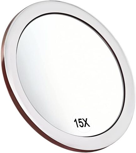 YoHumk 15X Mirror Enlarger - Used for makeup application - Tweezers - and blackhead/spot removal - 15cm round mirror with three suction cups for easy assembly in Kuwait