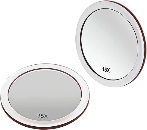 YoHumk 15X Mirror Enlarger - Used for makeup application - Tweezers - and blackhead/spot removal - 15cm round mirror with three suction cups for easy assembly in Kuwait
