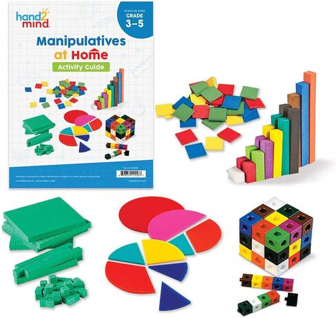 hand2mind - 93539 مجموعة أدوات معالجة الرياضيات للأطفال، مع مكعبات المفاجئة، وكتل القاعدة العشرة، وقضبان المطبخ، ودوائر الزوايا، والبلاط الملون، ومستلزمات المدرسة المنزلية لرياض الأطفال (293 قطعة) in Kuwait